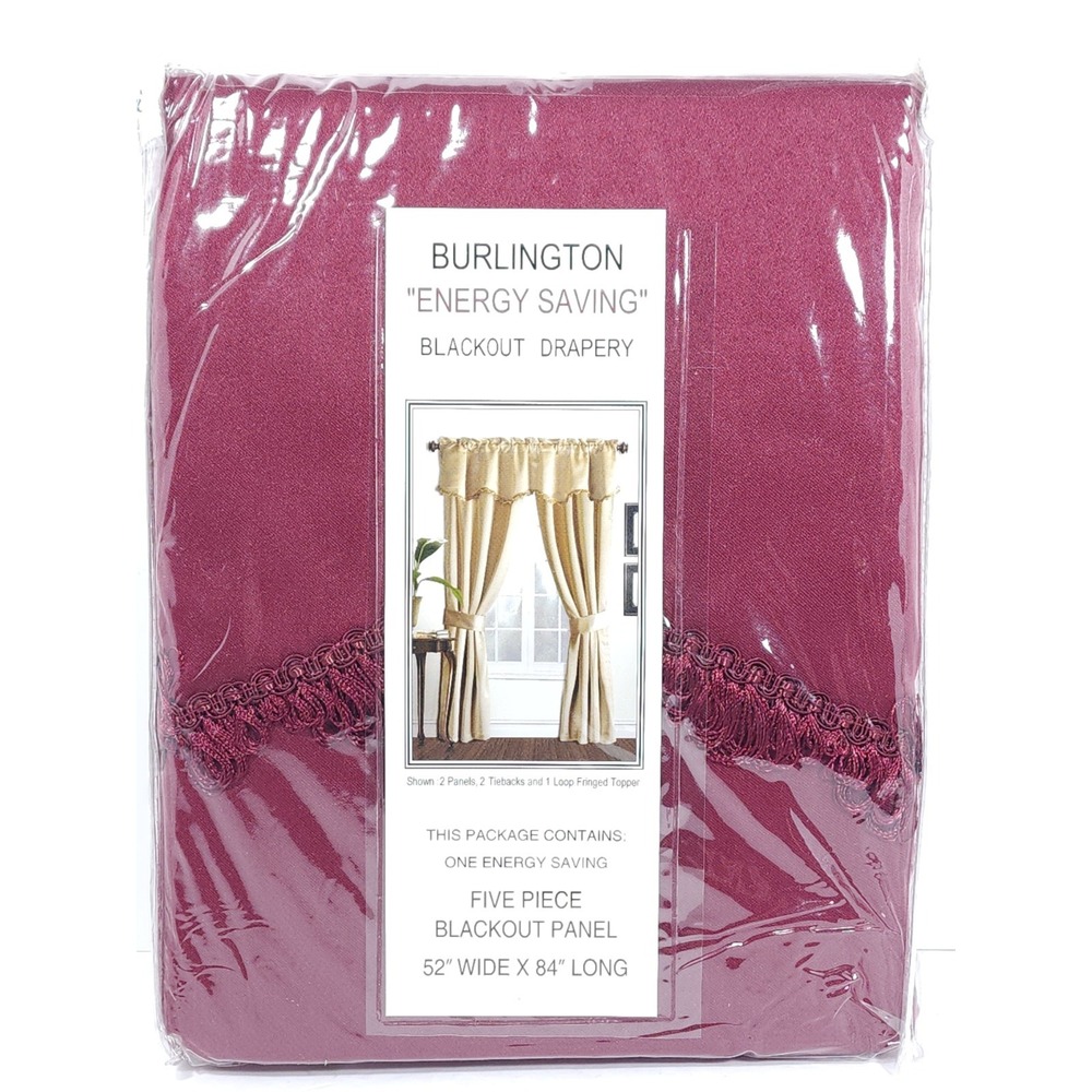 VTG Burlington Energy Saving Blackout Drapery Panels 5 Piece Burgundy 52"x84"